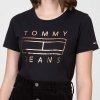 T-shirt Tommy Hilfiger koszulka bluzka damska czarna złote logo